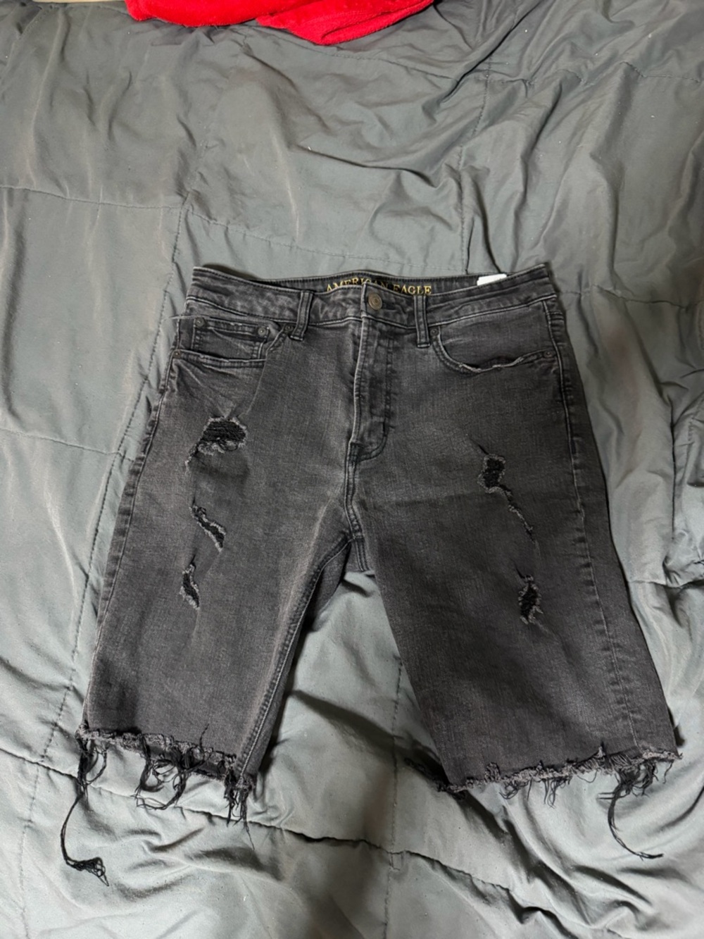 American Eagle Outfitters Black Distressed Jean Shorts